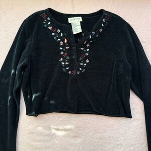 vintage whimsigoth velvet embroidered crop top 🥀